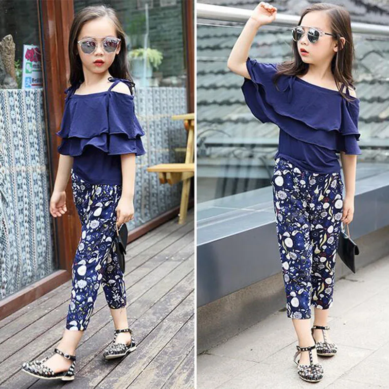 Комплекты летней одежды для девочек Детская рубашка с короткими рукавами и