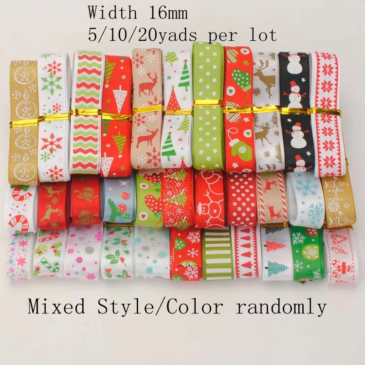 5/10/20Y merry christmas pattern Mixed Size/Style Grosgrain And Satin Ribbon Randomly 9MM 16MM 22/25MM | Дом и сад