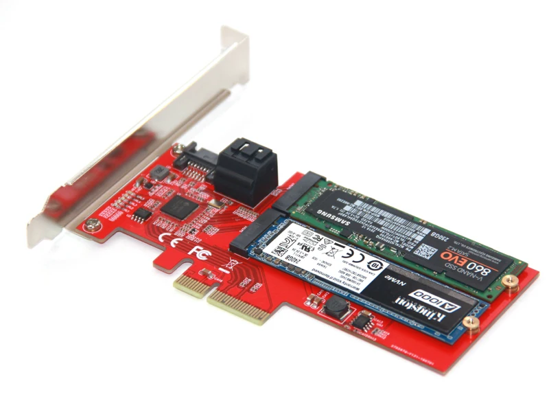 M2 SATA Raid контроллер карты PCI Express X4 на 2 порта SATA 3,0 6 Гбит/с+ 2 порта M.2 NGFF SSD B Ключ Поддержка RAID0 RAID1 AHCI режим