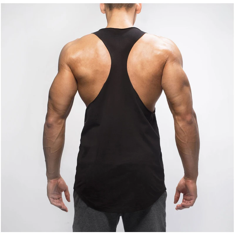 2018 Фитнес Бодибилдинг Racerback майка топы для мужчин фитнес жилет без рукавов хлопок