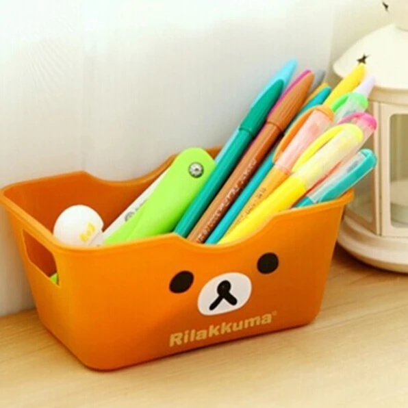 Cartoon Printed Box Relaxed Bear Rectangle Organizador Desktop Sundries Finishing Plastic Hot Sell Containers For Storage | Дом и сад