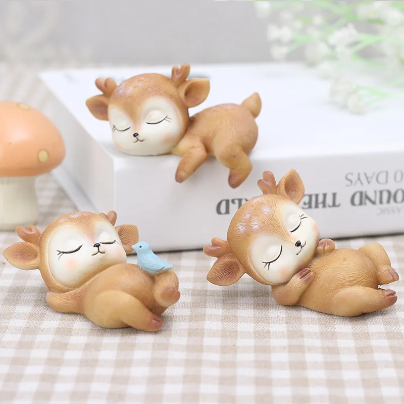 Мультфильм олень ребенка сна формы DIY игрушки, поделки рисунок Террариум с мхом Фея садовый орнамент пейзаж Декор