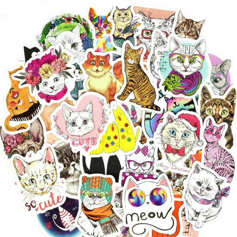 50 шт./компл. Kawaii милые женские кошки аниме наклейки для планшета чехол телефона