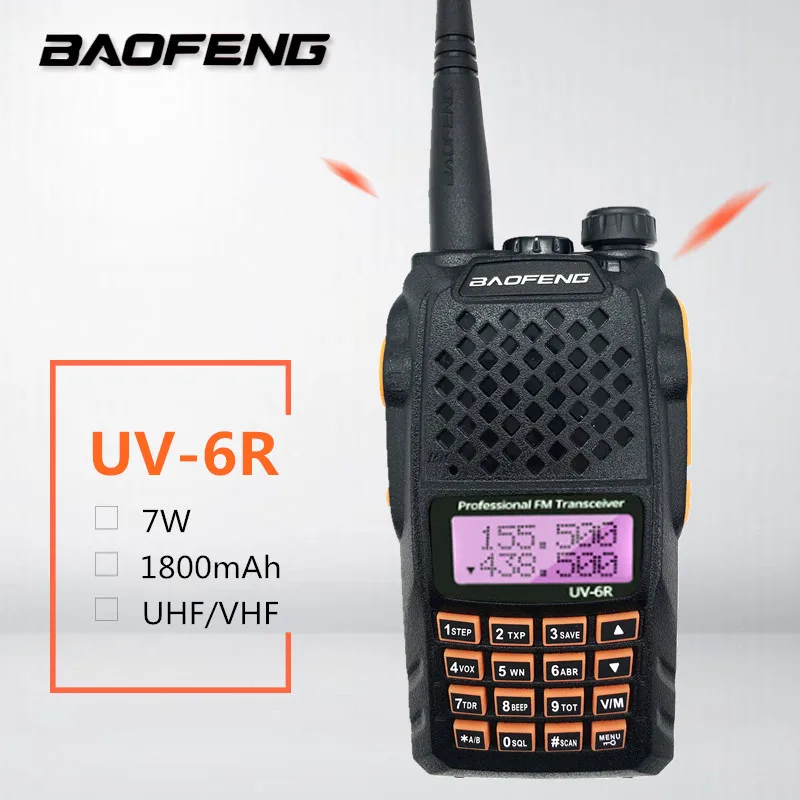 

Baofeng UV-6R 7W Walkie Talkie High Power VHF UHF Dual Band Two Way Radio HF Transceiver Wireless UV6R Ham CB Radio Station 8W