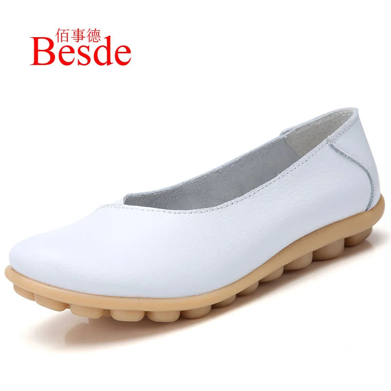 Plus size 11/12 ladies slip on loafers shoes woman trendy summer female flats white genuine leather shoes
