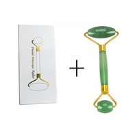 natural green aventurine face rollerdouble stone massage stick for faceneckeyeskincare ice rollerfacial roller with case