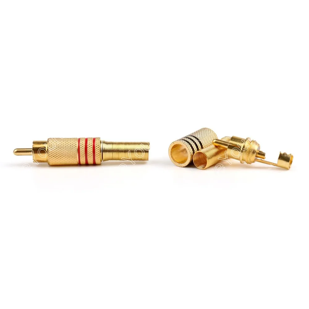 Areyourshop Лидер продаж 10 шт. позолоченный RCA штекер аудио разъем W металлическая