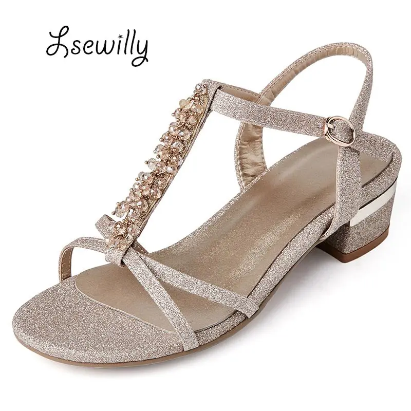 Новинка 2017 летняя обувь Lsewilly на среднем каблуке женские милые сандалии