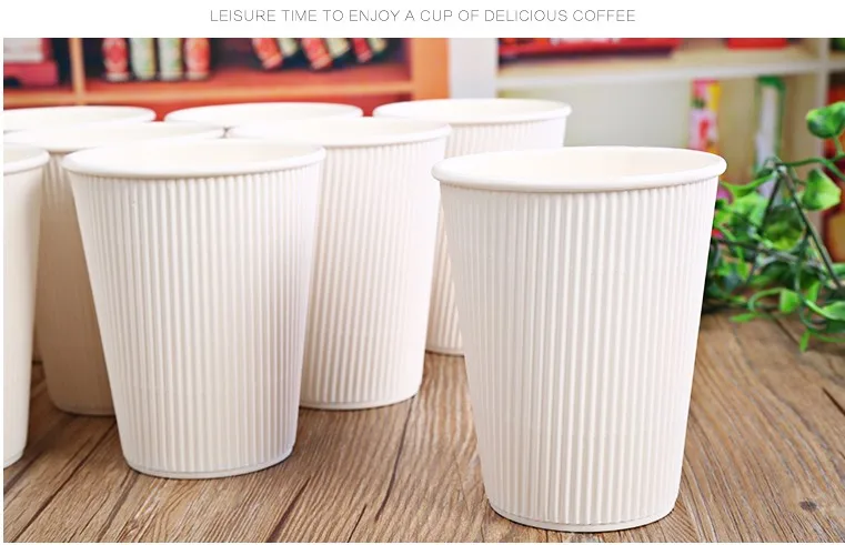 Одноразовая черно белая Толстая гофрированная бумажная кофейная чашка 8 унций
