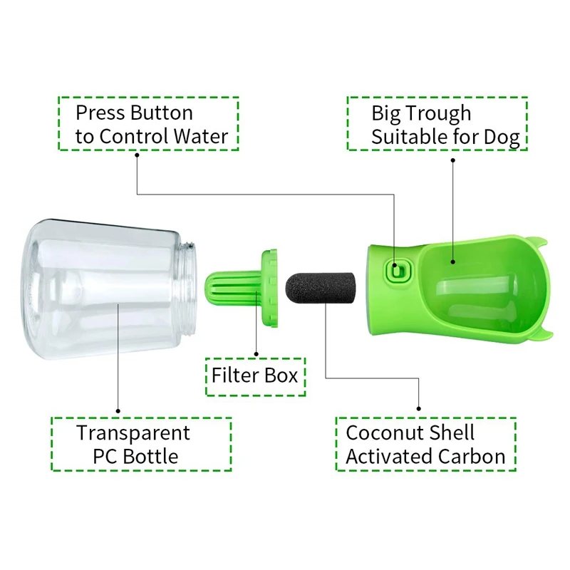 Dog Water Bottle for Walking Pet Travel Dispenser Feeder Container with Filter | Дом и сад