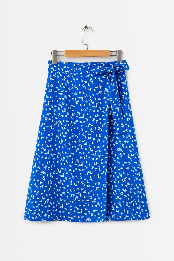 Женские летние юбки с цветочным принтом А силуэта элегантная синяя богемная юбка