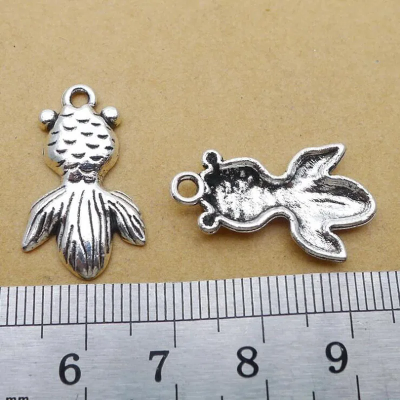 

25pcs/lot Alloy Charms Antique Silver Plated Goldfish Pendant Handmade Hanging Crafts 15x25mm