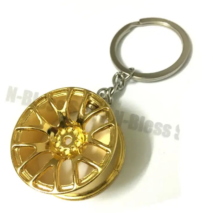 golden Горячие ступицы колеса авто брелок для ключей JDM Творческий обод колеса брелок держатель обод колеса брелок - Color Name: golden