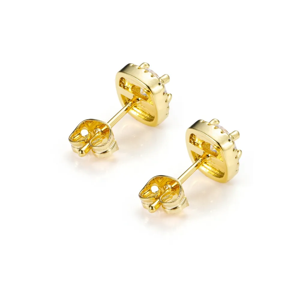 

2019 Fashion Jewelry Square Stud Earring For Men & Women Zircon Earring Hip hop Material Iced Bling CZ Square Stud Earrings