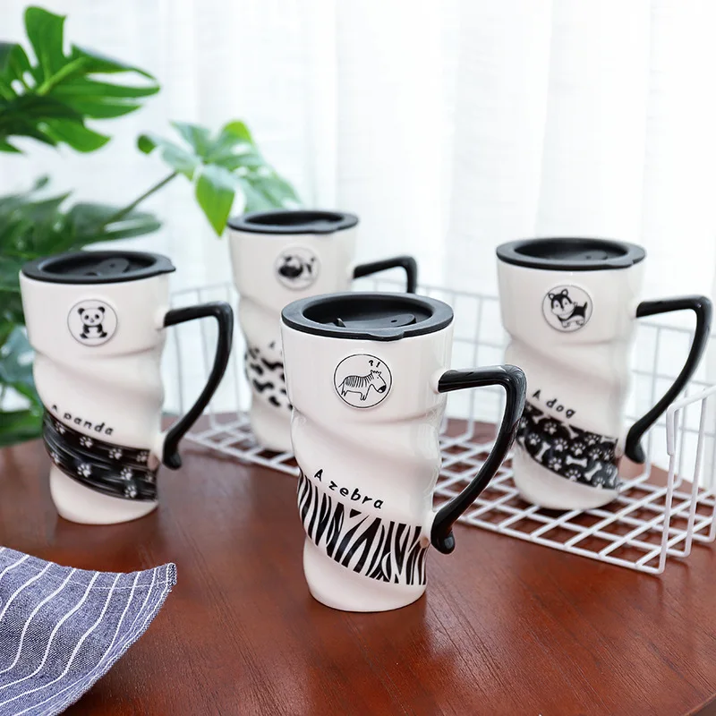 Панда Зебра нить рельефная трехмерная животная большая емкость кружка молочная