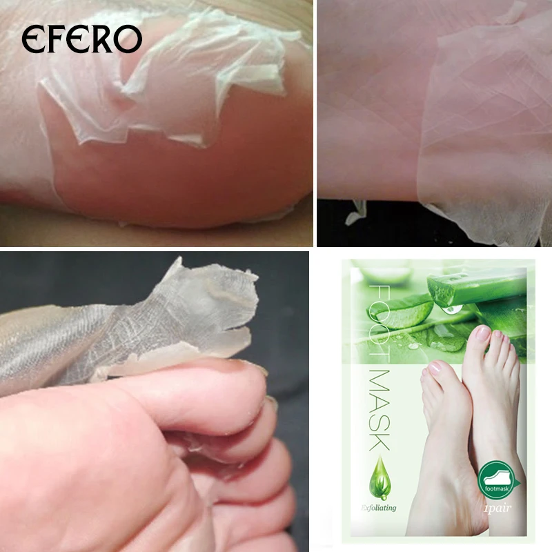 Efero 1 пара отшелушивающая маска для ног удаления омертвевшей кожи пятки и трещин