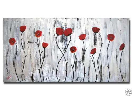 

No Framed!!! Modern Wall Deco Floral Art Abstract Flower Oil Painting On Canvas