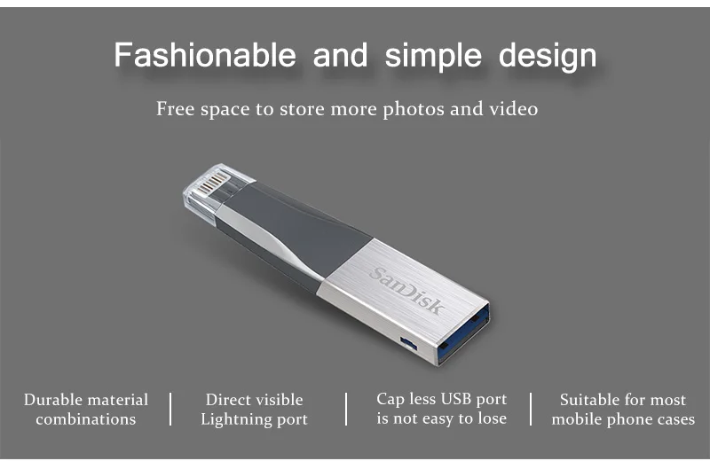 Sandisk IXpand USB флешка USB 3,0 128 ГБ 32 Гб ГБ 64 Гб Lightning металлический IX40 флеш-накопитель для iPhone iPad iPod OTG USB Memory Stick