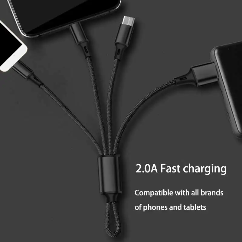 Мульти usb зарядный кабель для huawei samsung 3 в 1 брелок короткий зарядный кабель для xiaomi type-c micro usb портативный зарядный кабель