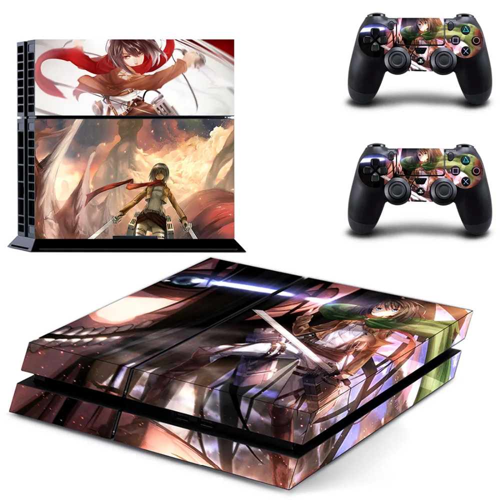Атака на Титанов PS4 кожи Стикеры наклейка для Sony Игровые приставки 4 консоли и 2 Пульты ДУ для игровых приставок PS4 кожи Стикеры винил