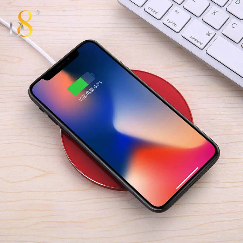 D8 Qi Wireless Charger 10W Solid Universal Fast Charging Pad For iPhone X 8 Plus Ultra Thin 8mm Samsung | Мобильные телефоны и