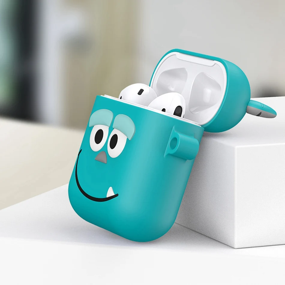 Чехол для наушников для Airpods 2 чехол силиконовый милый цветной Медведь обложка Микки для Apple Air pods чехол для наушников для Earpods кольцевой ремешок