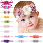 Nishine 10 шт.лот 28 цветов Детские эластичные повязки на голову для Девочек Шифоновые цветочные аксессуары для волос Детские повязки на голову