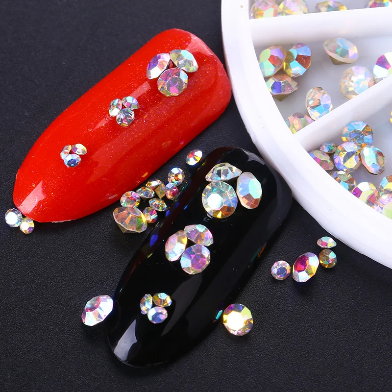 Blueness 1Wheel 3D Glitter Mix Size Crystal Design Nail Art Rhinestones For Nails UV Gel Accessories Manicure Decorations ZP192|rhinestones for