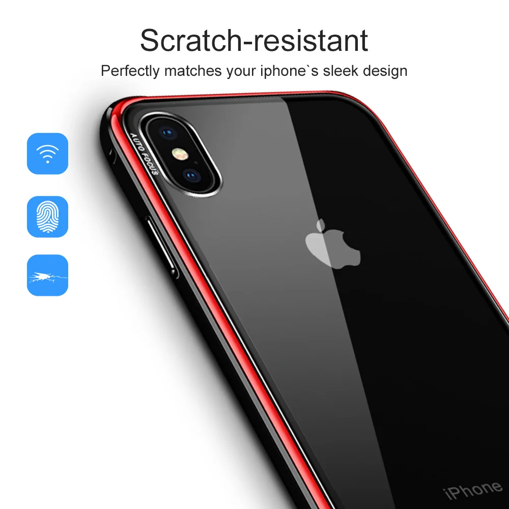NYFundas для Apple iphone 8 7 6 6s plus X чехол из закаленного стекла противоударный алюминиевый