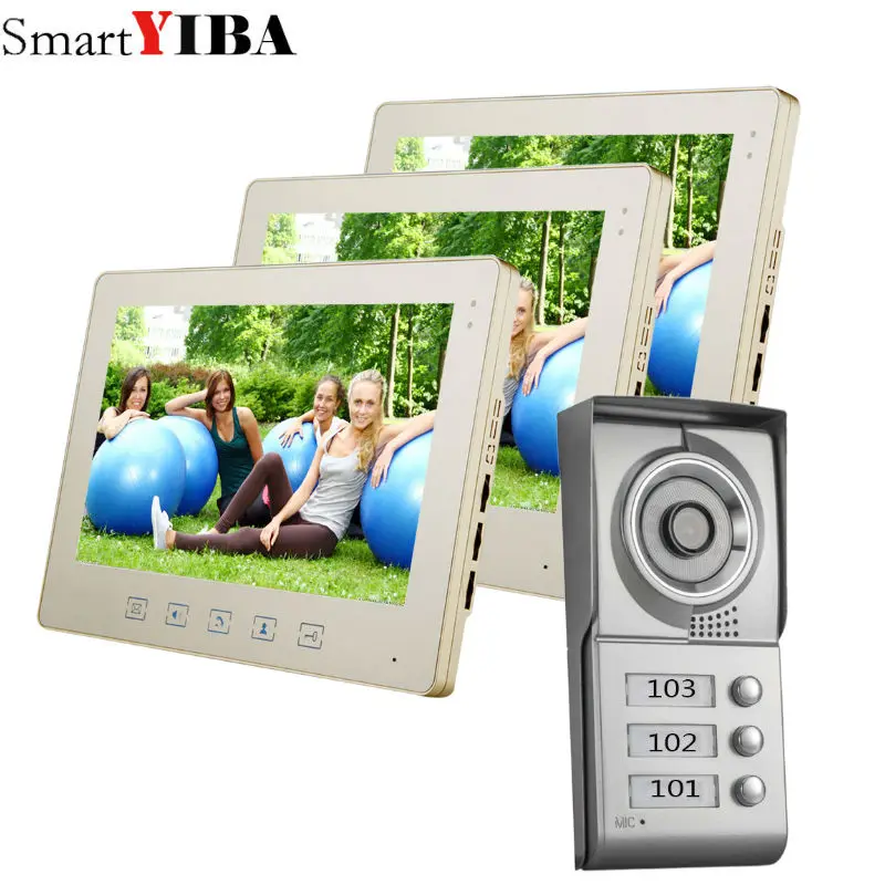 

SmartYIBA 10 inch Apartment Video Intercom System Doorphone/Doorbell Phone Video Door Phone Intercom For 3 House/Family