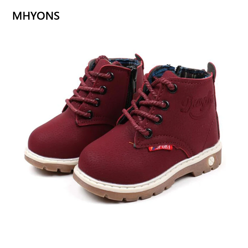 Детские зимние ботинки MHYONS обувь для девочек и мальчиков модные с мягкой