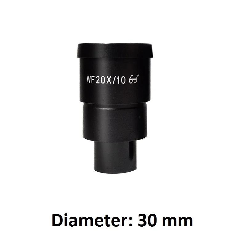 WF20-10 30mm WF20X окуляр линза объектива для стерео микроскоп Высокая глаз-точка поле зрения 10 мм или 12 мм с или без сетка масштаб - Цвет: WF20-10 30mm
