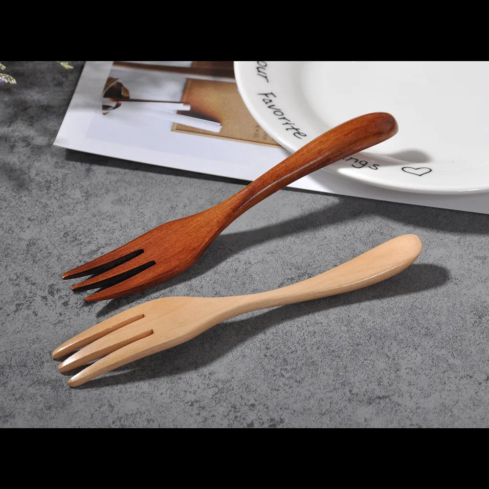 Натуральная деревянная Ложка Вилка бамбуковая кухня, кухонная утварь инструменты суп-Чайная ложка столовые приборы вилка кухонная посуда