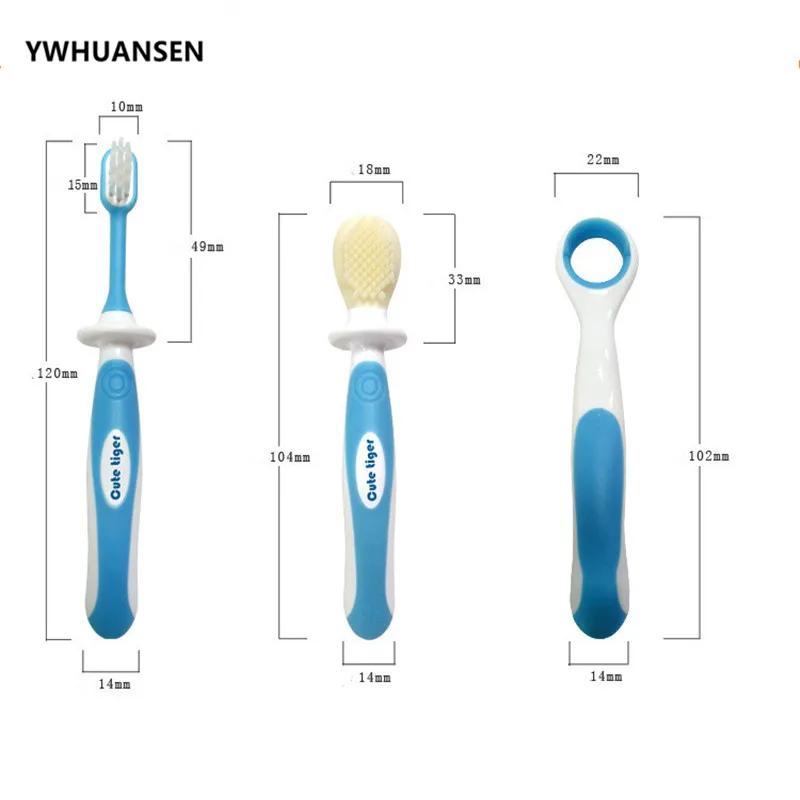 YWHUANSEN 3 шт./компл. детская силиконовая выпадающая зубная щетка + Детская