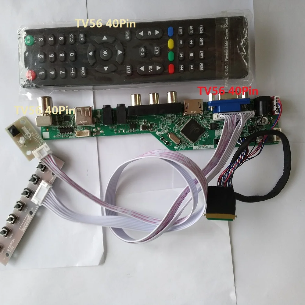 

Kit for B156XW04 V6/V0/V1/V5 40pin LVDS LCD LED Screen panel Controller board driver 1366X768 TV AV remote VGA 15.6" HDMI USB