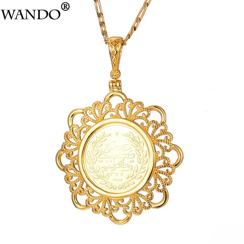style 3 WANDO Турция колье с монетой для мужчин медные, золотистого цвета Арабские Ювелирные украшения турки новая пара кулон цепь турецкий древний подарок 4,7 см - Окраска металла: style 3
