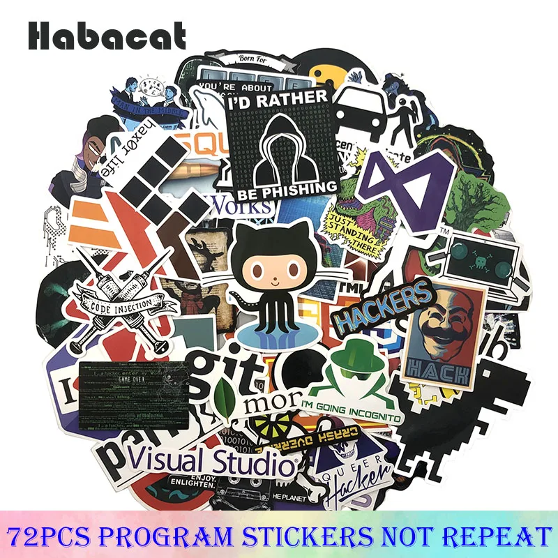 

23/50/72Pcs/Pack Programming Graffiti Stickers Hacker Bitcoin Java C++ For Luggage Skateboard Laptop Motorcycle Papeleria toys