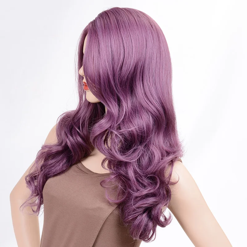 MSI Wigs волнистые парики фиолетовые волосы Длинные Синтетические парики для женщин боковое расставание косплей парик волос высокотемпературное волокно