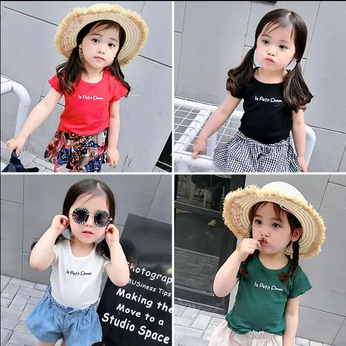 Children's clothing girls summer 2018 Korean version of the cartoon letter printing short-sleeved basic fashion T-shirt | Детская