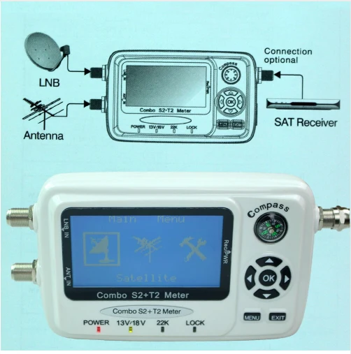 Цифровой SatFinder DVB-T2 DVB-S2 комбо sf560 satlink спутниковый искатель метров SF 560 dvb-t искатель с компасом sf-560