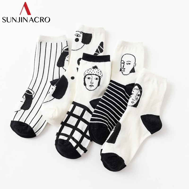 SUNJINACRO/5 пар один комплект женские забавные носки корейский стиль модные с героями