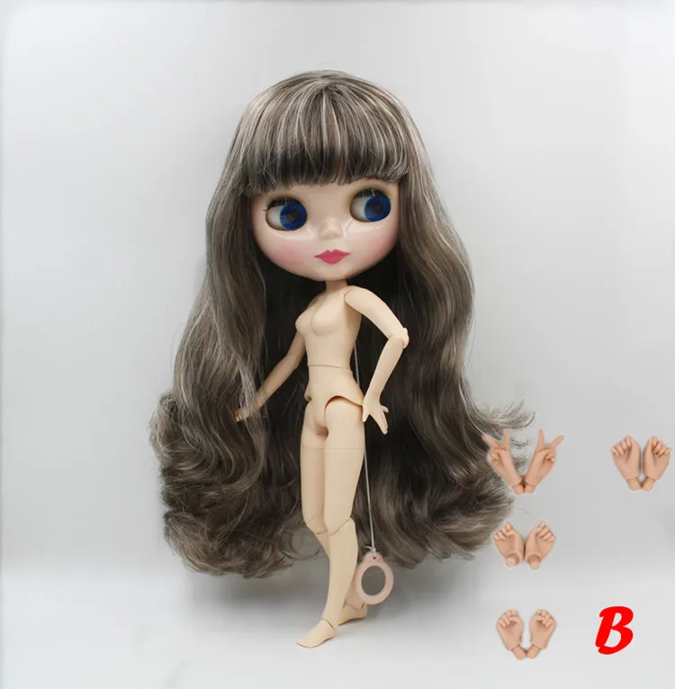 Blygirl, Blyth кукольные, серого и белого цвета смешанный локоны, 7-19-куклы с подвижными суставами, 1/6 куклы, обнаженные куклы, может изменить челки - Цвет: 19-joint doll B
