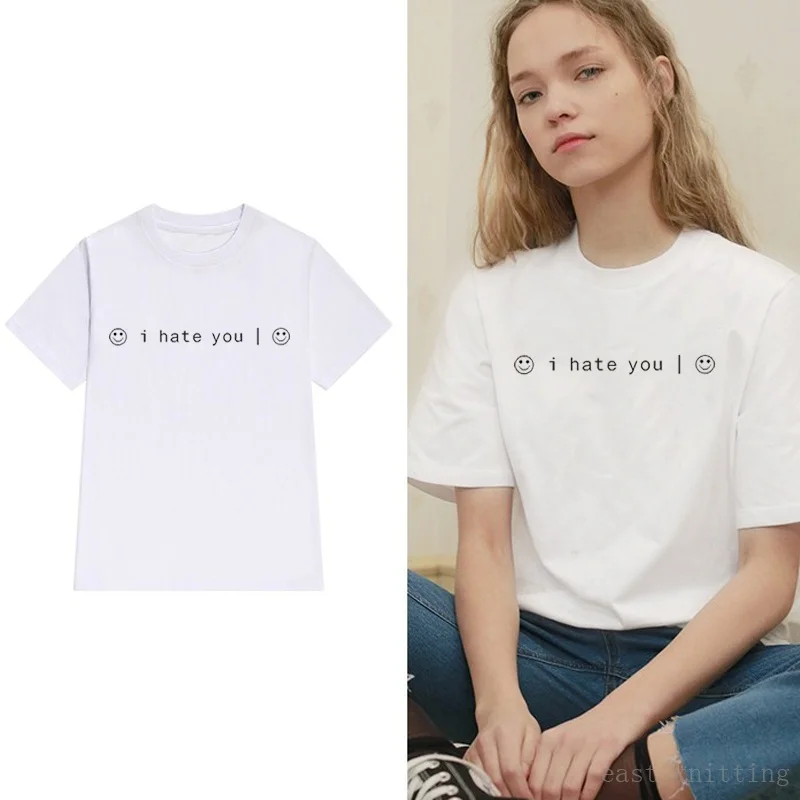 I Hate You Smiley Face Auntie Unsiex SuperSoft Tumblr рубашка на день рождения топы Футболка со слоганом
