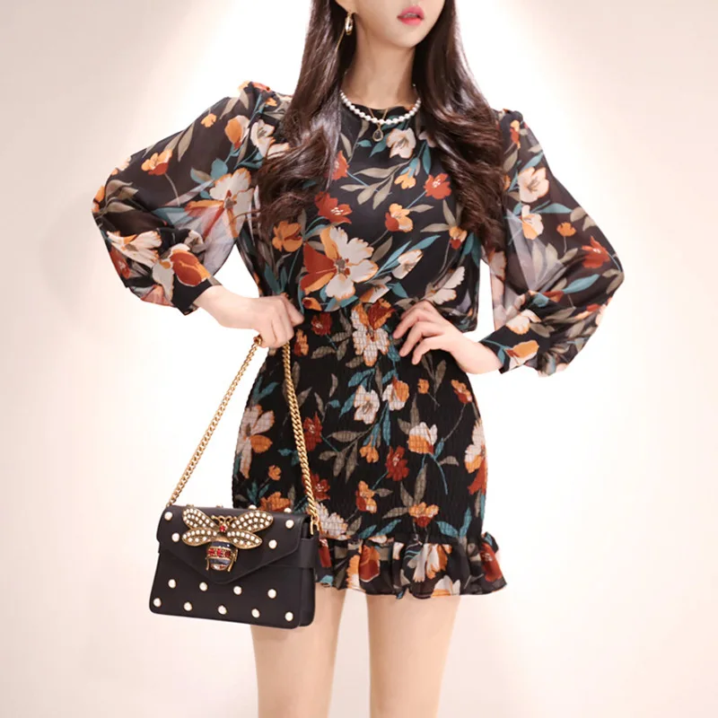 Женское шифоновое облегающее платье большого размера черное повседневное