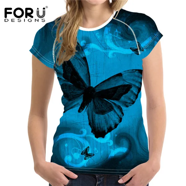 FORUDESIGNS/женская футболка с 3D цветочным принтом с красной розой, модные топы с круглым вырезом и коротким рукавом, брендовая одежда для фитнеса, женские футболки - Цвет: W1334BV