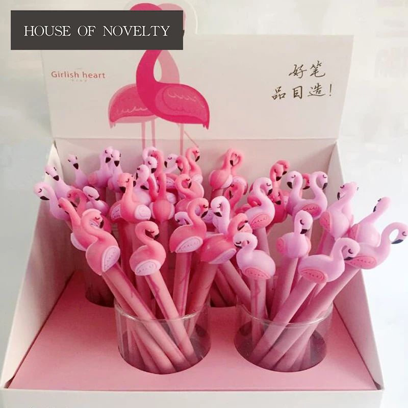 Гелевая ручка Lucky Pink Flamingo 4 шт./лот 0 5 мм промо подарок Канцтовары для школы и