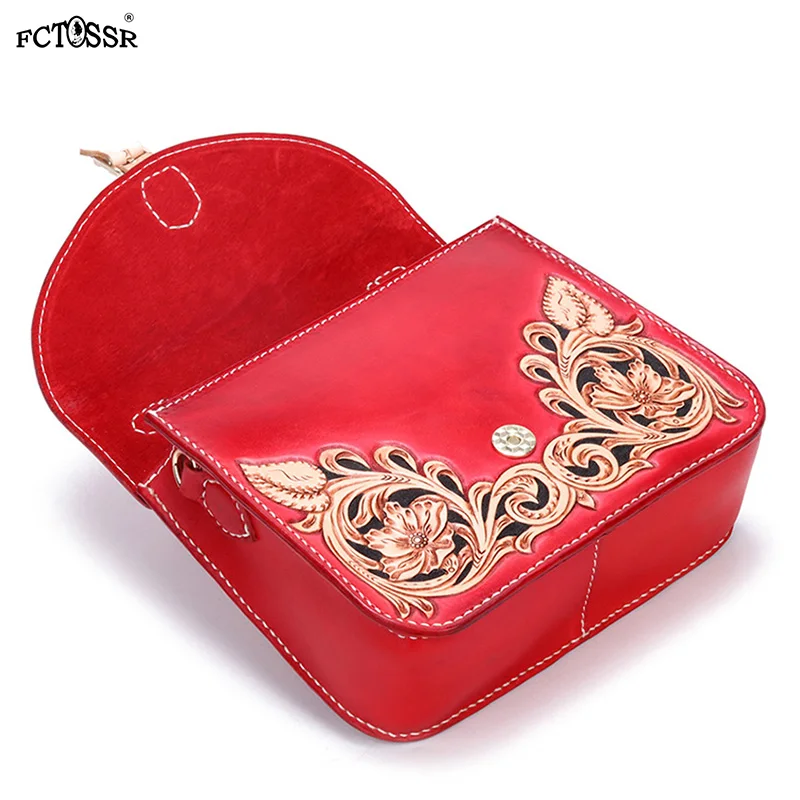 Кожаная сумка через плечо в китайском стиле с ручкой винтажная Этническая