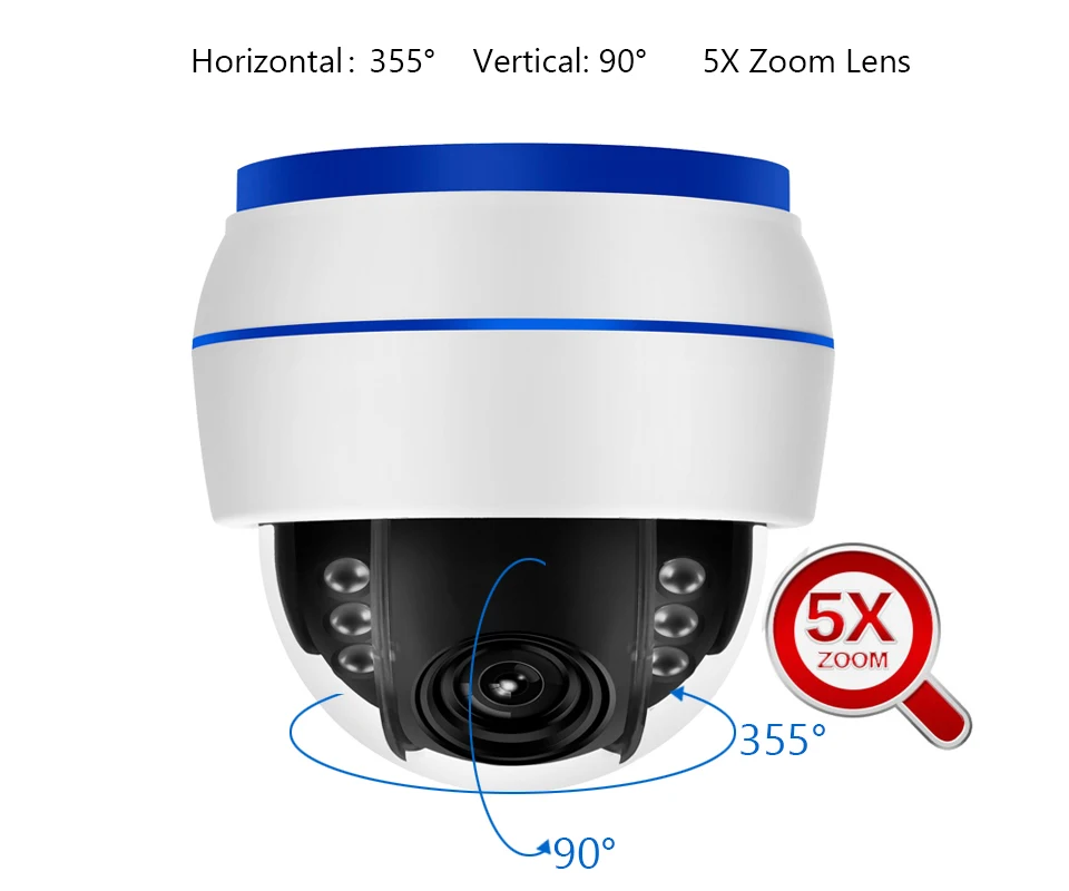 HD 5MP купольная IP камера Sony335 WiFi PTZ 5X оптический зум CCTV видеонаблюдения 128G SD карта