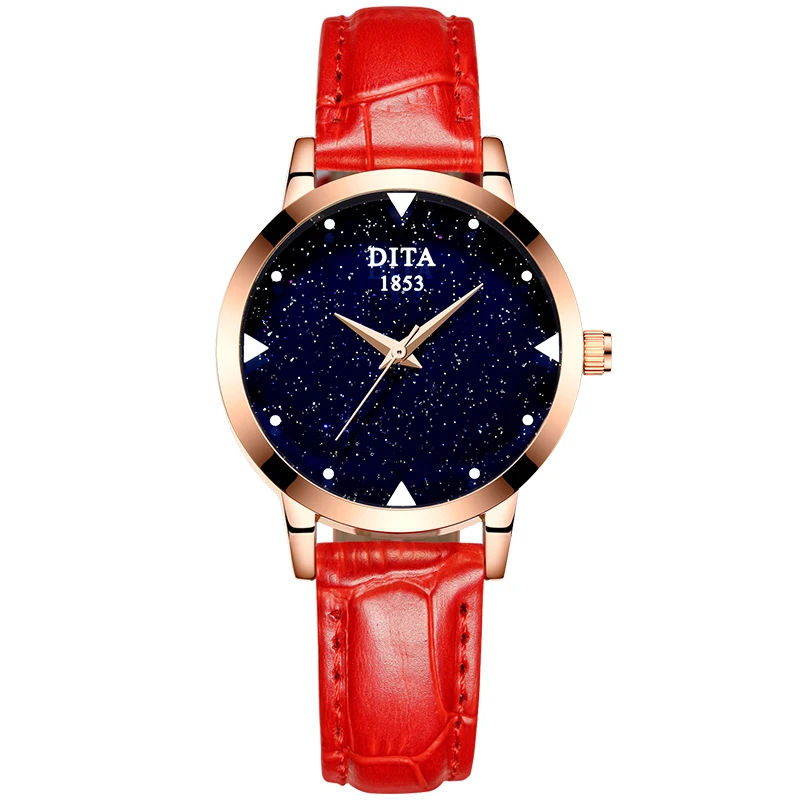 Dita Леди Аналоговый Кожаный ремешок Наручные часы женские кварцевые Повседневное