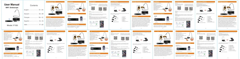 1200P HD 2MP WI-FI эндоскоп Android/ISO/Windows Системы 1/2/3,5/5/10 м опционально